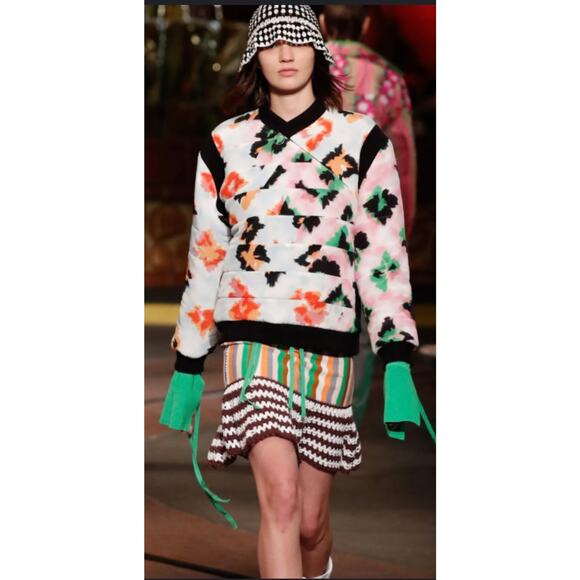 Opening Ceremony Floral 1/4 Zip Silk Bomber Jacket Rare - Picture 3 of 11